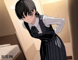 ai_generated chainsaw_man hotel_room mitaka_asa school_uniform striptease