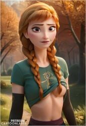 ai_generated anna_(frozen) breasts disney disney_channel disney_princess female frozen_(film) frozen_2 lifting lifting_clothing lifting_own_clothes lifting_shirt naked naked_female nude nude_female nudity stripped_naked stripping tits_out