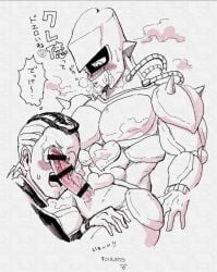 clothes crazy_diamond dick fellatio gay huge_cock male_only okuyasu_nijimura panting standing sucking sucking_penis