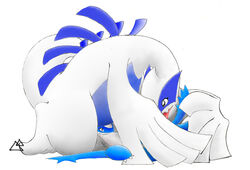 avian covering_self furry licking lugia oral pokemon pokemon_(species) pokemon_focus size_difference tail tensor tongue white_skin