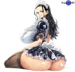 1girls ai_generated back_view big_ass big_breasts big_butt black_hair blue_eyes color female female_focus female_only from_behind huge_ass huge_breasts huge_butt large_ass large_breasts large_butt long_hair looking_at_viewer looking_back maid_headdress maid_outfit maid_uniform nico_robin one_piece priestofart simple_background sitting solo solo_female solo_focus tagme tagme_(artist) tagme_(character) thin_waist white_background