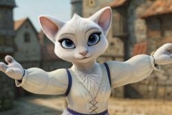 absurd_res ai_generated blue_eyes dreamworks dulcinea highres netflix shrek_(series) the_adventures_of_puss_in_boots unknown_artist white_fur