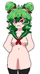 1girls creeper_(minecraft) green_hair minecraft minecraft_mob naked_female red_eyes