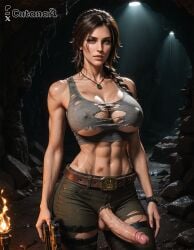 1futa abs ai_generated balls big_balls big_breasts breasts curvy cutanari dickgirl futa_only futanari lara_croft looking_at_viewer nipples nsfw nude penis perfect_body ready_to_fuck small_waist smile solo tan_skin testicles tomb_raider