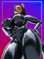 3d alternate_angle big_breasts big_hips big_smile blender breasts cappeseller comorito furry hyena kamala_harris kamala_harris_(hyena) latex politics smiling violetv0ids violetvoids