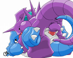 ass balls blue female male nidoking nidoqueen penetration penis pokemon pokemon_(species) purple pussy scalie sex straight tail tail_sex tail_stimulation tensor vaginal_penetration