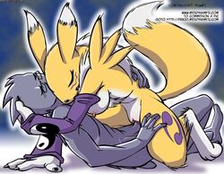 anthro breasts canine claws closed_eyes digimon female fox fur furry gloves male penetration penis pussy renamon sex sirkowski straddle straight tail vaginal_penetration yellow