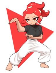 agent_8_(splatoon) fighting_stance nobunagapero octoling octoling_girl splatoon tied_hair toned_female