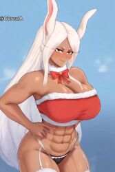 ai_generated animated animated_gif ass big_ass big_breasts breasts breasts_out christmas corela embarrassed gif holidays mirko miruko my_hero_academia rabbit rabbit_ears rabbit_girl rumi_usagiyama simple_background tagme text thick_ass thick_thighs thighhighs thighs usagiyama_rumi video white_hair