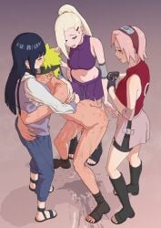 1boy 3girls 5nan_5nan blonde_female blonde_hair blonde_hair_female blonde_hair_male blonde_male blue_hair blue_hair_female blush clothed clothed_female cock comforting comforting_another cum cum_in_hand domination female female_ninja femdom hug hugging human humiliation hyuuga_hinata ino_yamanaka kunoichi light-skinned_female light_skin male malesub midriff midriff_baring_shirt multiple_girls naked naked_male nan5nan naruto naruto_(series) naruto_shippuden ninja nude nude_male penis pink_hair pink_hair_female sakura_haruno shinobi small_cock small_penis uzumaki_naruto