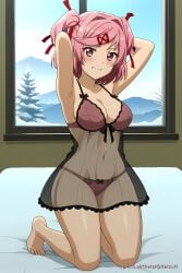 ai_generated armpit cute ddlc doki_doki_literature_club ecchi female girl lingerie nightgown pinku pinku.ai pinkuai sexy