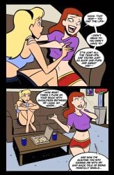 2girls after_kiss barbara_gordon batgirl batman:_the_animated_series comic dc_comics dcau english_text female female_only gay_panic kara_kent multiple_girls nervous pizza pushing_away speech_bubble supergirl superman:_the_animated_series text unknown_artist yuri