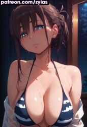 ai_generated big_breasts bikini getsuyoubi_no_tawawa huge_breasts maegami-chan_(tawawa) ryuuziken01 wet