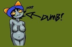 1girls :3 aesprite alien alien_humanoid black_hair black_hair_female breasts cat_tail color colored colored_sketch colored_skin derp female female female_focus female_only grey_skin grey_skin homestuck homestuck_troll horn horns humanoid large_breasts nepeta_leijon notchine nude nude_female nudity sketch sketchy solo solo_female troll