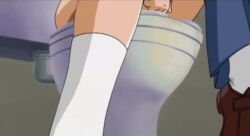 00s 2002 animated animated blush breasts closed_eyes drooling fingering groping_breast groping_own_breast large_breasts lowres masturbation mika_umihara nipples open_clothes restroom saliva school_uniform short_hair sidelocks socks sweatband tagme toilet urotsukidouji