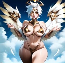 ai_generated angel angel_wings big_breasts bikini kayle league_of_legends mryummers thick_ass thick_thighs wings