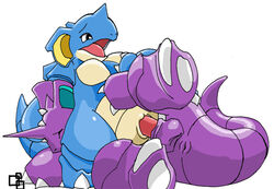 ass balls blue claws female horns male nidoking nidoqueen penetration penis pokemon pokemon_(species) scalie sex straight tail tensor vaginal_penetration