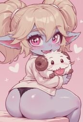 1girls adorable adorable_face ai_generated ass big_ass big_eyes blonde_hair blue_body blue_skin blush curvy cute from_behind heart holding_another huge_ass large_ass league_of_legends nai_diffusion oerba_yun_fang open_mouth pastel_colors pink_eyes poppy poro_(league_of_legends) riot_games shiny_skin shortstack sparkles sparkling_eyes stable_diffusion thick_thighs thighs twintails yordle