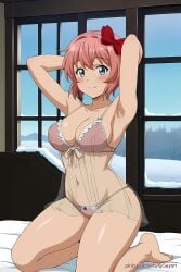 ai_generated armpit cute ddlc doki_doki_literature_club ecchi female girl lingerie nightgown pinku pinku.ai pinkuai sexy