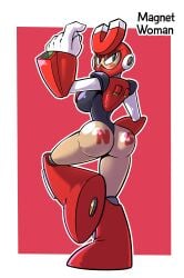 1girls big_ass big_breasts big_butt boots capcom female female_only green_eyes helmet leotard looking_back looking_back_at_viewer magnet magnet_man masked_female mega_man mega_man(classic) mega_man_3 one_leg_up robot robot_girl rule_63 sachasketchy solo_female tagme tattoo_on_ass tattoo_on_butt