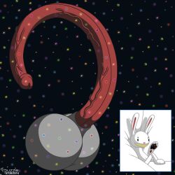 9-puzzle anthro astronomical_hyper balls big_balls big_penis cosmic_background crossed_legs galaxy genitals hands_behind_head hi_res huge_balls huge_cock hyper hyper_balls hyper_genitalia hyper_penis lagomorph long_penis male mammal max_(sam_and_max) penis prehensile_penis sam_and_max small_but_hung smile solo space