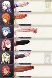 6+girls aged_up animal_penis artist_name balls better_version_at_source big_penis blonde_hair blue_eyes blue_hair blush braid brown_eyes casual character_name chart closed_mouth clothing comparison constance_von_nuvelle dark-skinned_female dark_skin earrings erection fire_emblem fire_emblem:_three_houses frown futanari futanari_focus genitalwear hapi_(fire_emblem) headband hilda_valentine_goneril horse_penis horsecock horsecock_futanari huge_cock human human_with_animal_genitalia human_with_horsecock jewelry kushishekku large_penis leonie_pinelli long_hair long_image looking_at_viewer lysithea_von_ordelia marianne_von_edmund matching_hair/eyes measurements multiple_girls nintendo orange_hair pale_skin penis penis_chart penis_comparison penis_size_chart penis_size_comparison penis_size_difference pink_eyes pink_hair red_eyes red_hair short_hair smile testicles text twintails uncensored veins veiny_penis white_hair