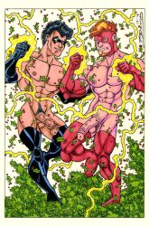 2boys abs class_comics eye_mask felix_himner gloves j.a.fludd male male_only masked masked_male naked_justice_(superhero) tagme vandal_(class_comics)