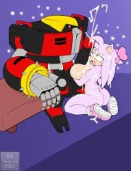 2d 2d_(artwork) breasts cum cum_on_body cum_on_breasts cum_on_face cumming e-123_omega hedgehog mklancer00 oc original_character paizuri penis penis_on_breast pink_fur pink_hair pink_nipples robot sega sonic_(series) sonic_the_hedgehog_(series) titjob