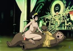 1boy 1boy1girl 1girls anal_fingering artist_name avatar_legends avatar_the_last_airbender bear bosco_(avatar) clothing feet female flat_chest girl_on_top interspecies male male/female maxcat(artist) palace sex sitting_on_penis smile teenager tomboy toph_bei_fong zoophilia