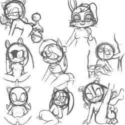 adhesivesocks amy_rose anal blush bunnie_rabbot chao_(sonic) cosmo_the_seedrian cunnilingus fellatio honey_the_cat idw_comics idw_publishing marine_the_raccoon mobian_(species) monochrome sega sketch sonic_(series) sonic_colors sonic_the_hedgehog_(archie) sonic_the_hedgehog_(comics) sonic_the_hedgehog_(idw) sonic_the_hedgehog_(series) sonic_x sticks_the_badger surge_the_tenrec tiara_boobowski vaginal_penetration white_background wisp_(sonic)