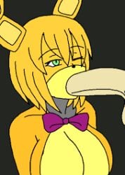 animatronic blowjob bowtie bunny_ears cock dick five_nights_at_freddy's five_nights_in_anime fnia green_eyes hair looking_up one_eye_closed oral penis rabbit_ears shinagawasama spring_bonnie spring_bonnie_(fnaf) straight winking yellow_body