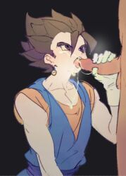 2boys cum cum_in_mouth cum_on_chest cum_on_clothes cum_on_face cumshot dragon_ball facial femboy feminine_male gay male male/male male_focus male_only pale_skin potara_earrings solo_male sucking_penis tongue_out twink vegito yaoi