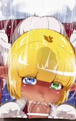 2boys big_penis blonde_hair blowjob blue_eyes blush censored clothed deepthroat fellatio femboy girly green_eyes heart-shaped_pupils heterochromia huge_cock huge_penis large_penis male male_only mare_bello_fiore mizumizuni overlord_(maruyama) penis pointy_ears pov short_hair solo_focus sweat tears yaoi