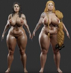 1girls 3d 3d_(artwork) aesir_(norse_mythology) areolae bbw big_breasts blonde_female blonde_hair blonde_pubic_hair blue_eyes bracelet braid braided_hair breasts brown_hair brown_pubic_hair cameltoe choker chubby chubby_female curvaceous curvy female female_focus female_only female_pubic_hair freya_(god_of_war) god_of_war god_of_war_ragnarok goddess grey_background long_hair looking_away medium_hair milf mother mythology naked naked_female navel nipples norse_mythology nude nude_female pervertmuffinmajima pubic_hair pussy santa_monica_studio sif_(god_of_war) sony_corporation sony_interactive_entertainment tattoo tattooed_arm tattoos vanir_(norse_mythology) venus_body wip witch work_in_progress