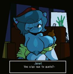 big_breasts blue_skin catgirl furry janet_(windreg1) pixel_art windreg