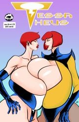 2girls athletic athletic_female big_ass big_breasts breast breasts busty cleavage comic comics eyebrows eyelashes eyes female female_only fit fit_female gigantic_breasts hair hips hourglass_figure huge_ass huge_breasts human large_ass large_breasts legs light-skinned_female light_skin lips onesheeparmy oppai red_hair superheroine supervillainess symmetrical_docking tessa_theus tessa_theus_(character) thick thick_legs thick_thighs thighs upper_body voluptuous waist wide_hips yuri