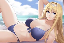 1girls alice_schuberg aslindsamure big_breasts blonde_hair blue_eyes breasts completely_nude female high_resolution looking_at_viewer navel nipples nude pussy solo sword_art_online sword_art_online:_alicization