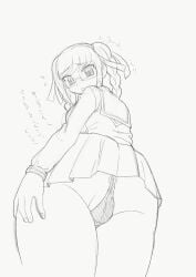 asshole asshole_behind_thong below_view blush danganronpa danganronpa_2:_goodbye_despair embarrassed female_only panties pekoyama_peko smooth_skin super_danganronpa_2 tai_miso thong upskirt