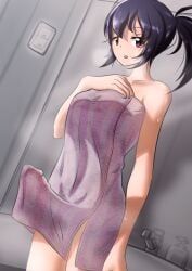 1futa big_penis black_hair bottomless clothed clothing duke_shiwa erection futa_only futanari human large_penis light-skinned_futanari light_skin looking_at_viewer mostly_clothed penis ponytail shiwa_kou solo standing tenting towel