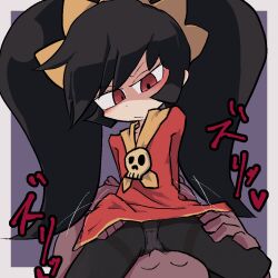 ashley_(warioware) black_hair black_legwear dominant faceless_male facesitting female femdom kan long_hair male mario_(series) panties petite red_clothing red_eyes small_dom_big_sub submissive_male warioware