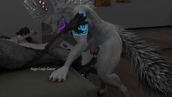 animal_genitalia animal_genitals animal_penis anthro anthro_only balls blender_(software) blue_eyes blue_markings canid canine canine_genitalia canine_genitals canine_penis erect erect_penis erection fur furry furry_only glowing glowing_markings knot looking_pleasured male male_only megalustygamer naked noah-the-husker noah_(noah-the-husker) nude oral_sex penis pink_penis purple_markings red_penis rexouium tagme twitter vr_media