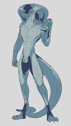 2022 abs absurd_res anthro athletic athletic_anthro athletic_male balls blue_body cierras claws cobalt_(cierras) cobra flaccid front_view genitals hi_res humanoid_genitalia male navel nude pecs penis reptile scalie snake solo standing