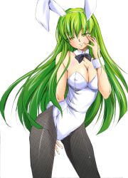 1girls ayakaze_ryuushou breasts bunny_ears bunnysuit c.c. cleavage code_geass green_hair long_hair tagme yellow_eyes