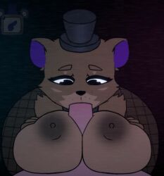 animated animatronic blowjob deepthroat five_nights_at_freddy's five_nights_at_fuzzboob's freddy_(fnaf) furry gif glazed_(artist) loop male paizuri paizuri_fellatio penis pov rule_63