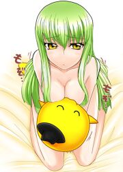 1girls big_breasts c.c. cheese-kun code_geass green_hair long_hair nude pizza_hut tagme urokozuki yellow_eyes