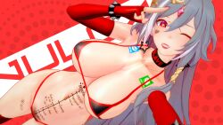 1girls 3d 3d_(artwork) alternate_version_at_source alternate_version_available big_ass big_breasts ear_piercing ear_ring earring earrings female female_focus female_human female_only fu_hua fu_hua_(herrscher_of_sentience) honkai_(series) honkai_impact honkai_impact_3rd huge_ass huge_breasts koikatsu penetration_depth_mark pinup pinup_pose queen_of_spades ruler simple_background skimpy skimpy_bikini skimpy_clothes skimpy_outfit slave slave_bikini slave_collar slave_outfit slavegirl vulcax wink winking winking_at_viewer