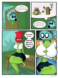 2020 button_gap camera chomper_(pvz) comic door español flimsadow flimshadow plant plant_girl plantie plants_vs_zombies rose_(pvz) school snow_pea_(pvz) spanish_text teacher_and_student