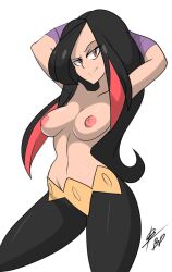 1girls armpits arms_behind_head athletic athletic_female big_ass big_breasts bigdeadalive black_hair breasts busty collarbone female female_only fit_female fortunia_(pokémon) frontier_brain gloves human human_only jojo_pose large_breasts light-skinned_female light_skin looking_at_viewer lucy_(pokemon) naked nintendo nipples no_bra nude nude_female orgasm pokémon pokemon pokemon_rse pose posing red_eyes red_hair seductive seductive_smile sensual smile smiling_at_viewer thick_thighs two_tone_hair