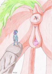 absurd_res ambiguous_gender anal anal_vore anthro anus ass colored colored_pencil_(artwork) equid equine erection felid feline felis female feral fur genitals group hasbro hi_res horse humanoid_genitalia humanoid_penis kiszkot macro male mammal micro micro_on_penis my_little_pony nude penis pony pussy rear_view shaded signature simple_background size_difference traditional_media_(artwork) vein veiny_penis vore