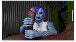 3d 3d_(artwork) barracks blue_skin clothed_female_nude_male comic dark-skinned_male dark_elf dark_skin drow elf elf_ears elf_female erection female handjob human interracial male male_human/female_elf military military_uniform nova_(artist) penis penis_awe penis_grab pointy_ears purple_hair soldier tattoo vanya